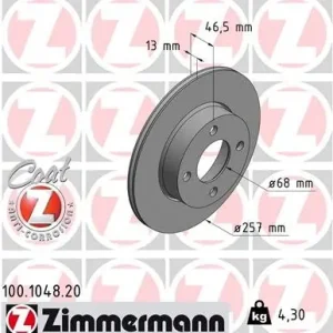 Do wyczerpania zapasów Tarcza hamulcowa ZIMMERMANN 100.1048.20