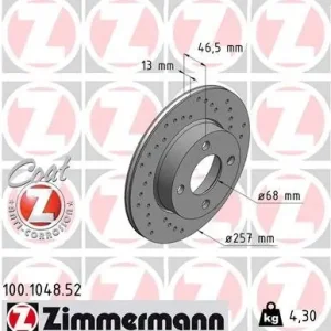 Tarcza hamulcowa ZIMMERMANN 100.1048.52 Oferta czasowa