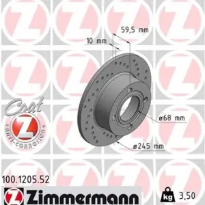 Tarcza hamulcowa ZIMMERMANN 100.1205.52 Szybka dostawa