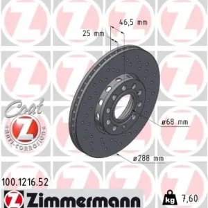 Tylko dziś Tarcza hamulcowa ZIMMERMANN 100.1216.52