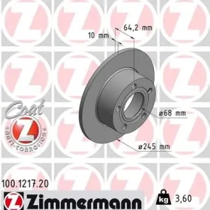 Darmowy zwrot Tarcza hamulcowa ZIMMERMANN 100.1217.20