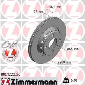Tarcza hamulcowa ZIMMERMANN 100.1222.20 Dodaj do koszyka