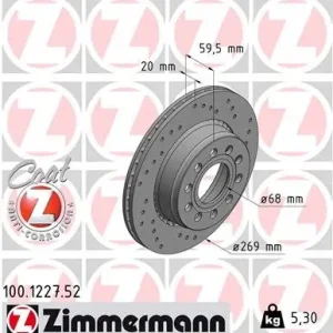 Tarcza hamulcowa ZIMMERMANN 100.1227.52 Szybka dostawa