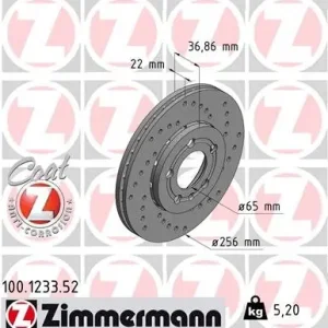 Do wyczerpania zapasów Tarcza hamulcowa ZIMMERMANN 100.1233.52
