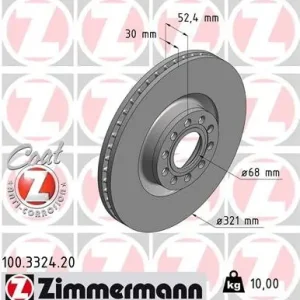 Bezpieczna płatność Tarcza hamulcowa ZIMMERMANN 100.3324.20