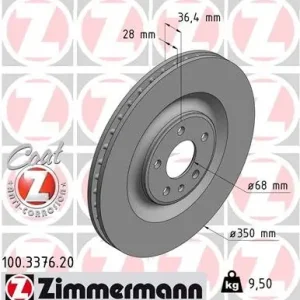 Dostępne od ręki Tarcza hamulcowa ZIMMERMANN 100.3376.20