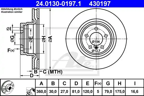 Oferta Tarcza hamulcowa ATE 24-0130-0197-1 SDB500192